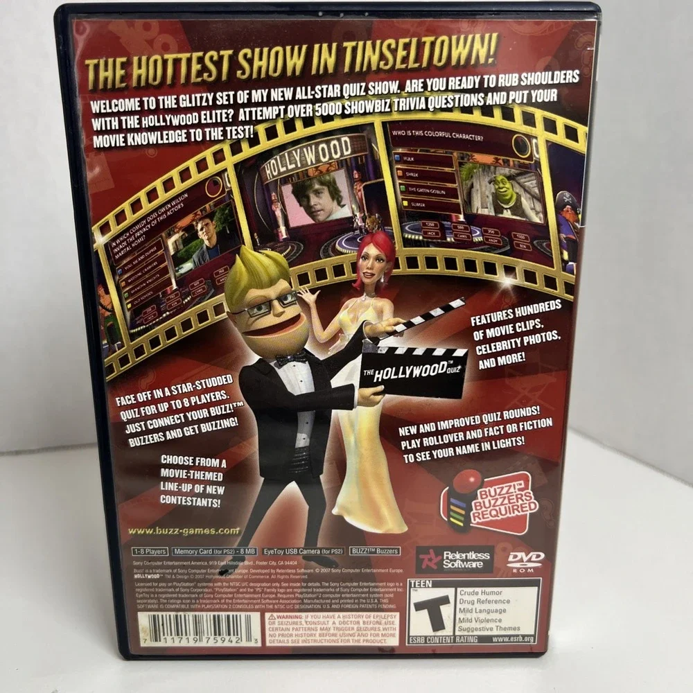 PS2 Buzz The Hollywood Quiz Bundle (Sony 2008)
